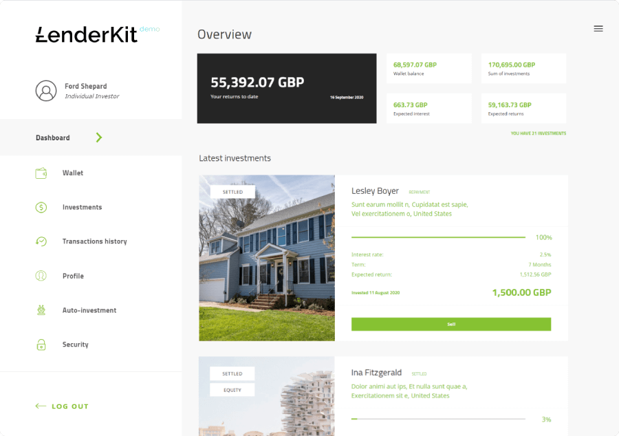 Investor portal by LenderKit