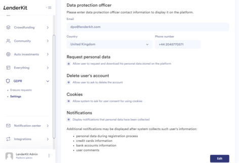 GDPR compliance module