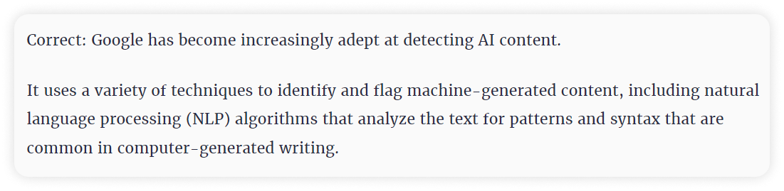 Google detects AI content