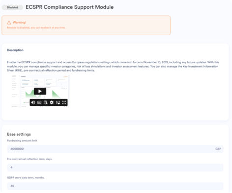 ECSPR - ESMA compliant crowdfunding software