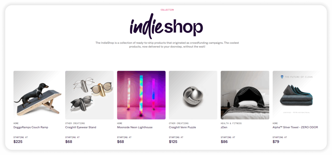 Indiegogo IndieShop