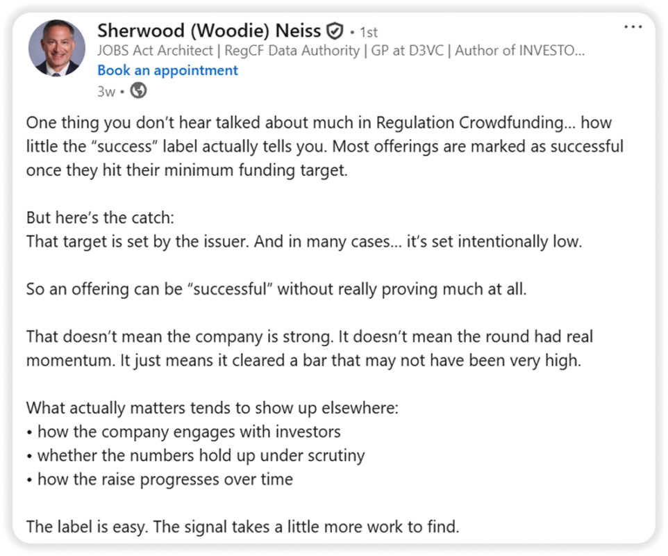 sherwood neiss comment on reg CF