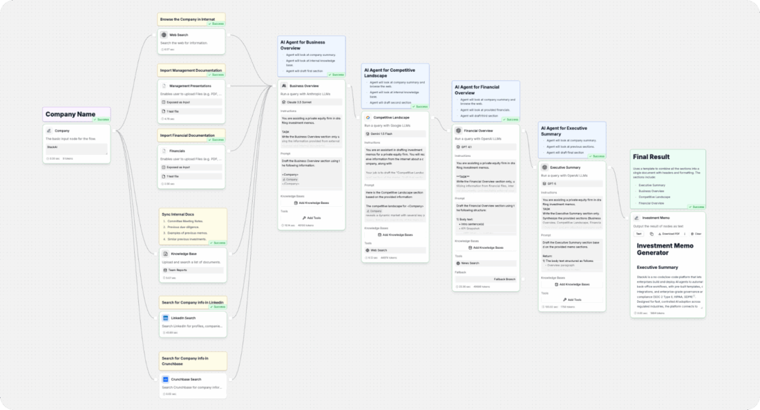 StackAI - investment memo generator
