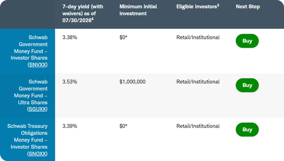 money market fund investment sample
