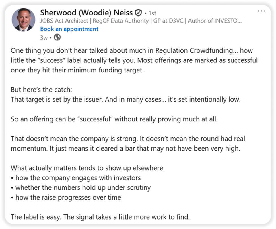 sherwood neiss comment on reg CF